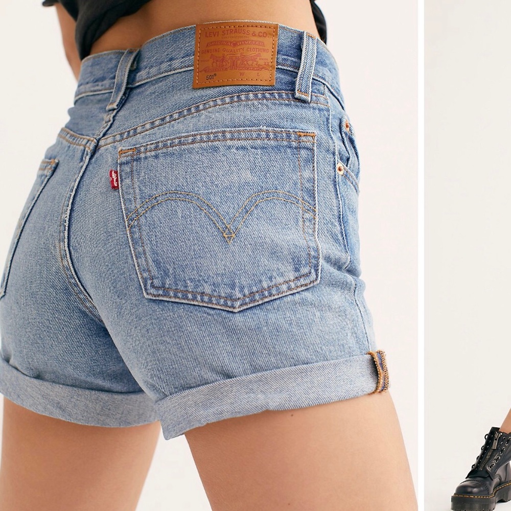 Levi’s distresses high waisted midi short